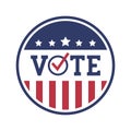 USA presidential election vote icon campaign, American flag on badge, Simple design for web site, logo, app, UI, Pin button Royalty Free Stock Photo