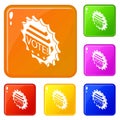 Vote emblem icons set vector color Royalty Free Stock Photo