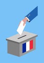 Vote for France election with voting ballot and French flag