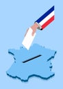 Vote for French election over a France map