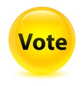 Vote glassy yellow round button