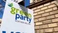 Vote Green Party advertisement at Belfast City Hall - BELFAST, UK - APRIL 25, 2022