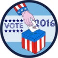 Vote 2016 Hand Ballot Box Circle Etching Royalty Free Stock Photo