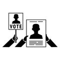 Vote hand banner icon, simple style Royalty Free Stock Photo