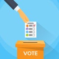 Vote Hand Putting Paper Ballot List in Voting Box Royalty Free Stock Photo