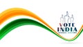 vote for indian general election banner with wavy tricolor flag design