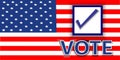 Vote inscription with American flag on badge.Presidential election banner. Flat vector Royalty Free Stock Photo