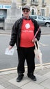 Vote Leave campaigner seen giving out information in an English town. Royalty Free Stock Photo