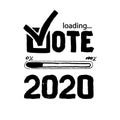 Vote loading bar. Simple vector outline text. Check mark Vote 2020.US American presidential election 2020. lettering Royalty Free Stock Photo