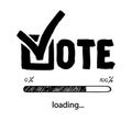 Vote loading bar. Simple vector outline text. Check mark Vote 2020.US American presidential election 2020. lettering Royalty Free Stock Photo