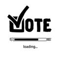 Vote loading bar. Simple vector outline text. Check mark Vote 2020.US American presidential election 2020. lettering Royalty Free Stock Photo