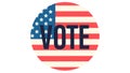 VOTE logo button, round shape flat design flyer for United states campaign. USA american election voting. US flag Royalty Free Stock Photo