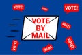 Vote by mail campaign banner for the 2020 presidential election in America during the covid pandemic. All elements are isolated