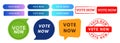vote now rectangle circle speech bubble stamp and button web for voting election Royalty Free Stock Photo