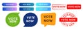 vote now rectangle circle speech bubble stamp and button web for voting election