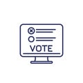 Vote, online voting line icon