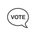 Vote! Outline vector icon. Flat design. Speech bubble icon.