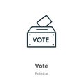 Vote outline vector icon. Thin line black vote icon, flat vector simple element illustration from editable political concept