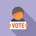 Vote person banner icon flat vector. Choice election