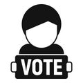 Vote person banner icon simple vector. Choice election