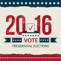Vote Presidential Election card, Presidential Election Poster Design. 2016 USA presidential election poster. Royalty Free Stock Photo
