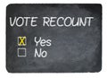 Vote recount concept using chalk on slate blackboard