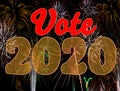 Vote 2020 red and gold fireworks US Presidential election day