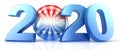 Vote 2020. Red, white, and blue voting pin in 2020 with Vote text. 3d render
