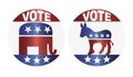 Vote Republican and Democrat Buttons Illustration Royalty Free Stock Photo