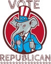 Vote Republican Elephant Mascot Thumbs Up Circle Cartoon