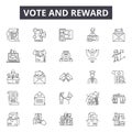 Vote and reward line icons, signs, vector set, outline illustration concept Royalty Free Stock Photo