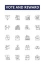 Vote and reward line vector icons and signs. vote, success, star, winner, icon, vector, award,illustration outline Royalty Free Stock Photo