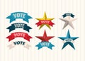 Vote on ribbon and stars set vector design