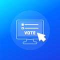 Vote, smart voting icon with a computer Royalty Free Stock Photo