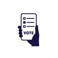 Vote, smart voting icon with phone in hand