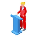 Vote speaker speech icon isometric vector. Booth election