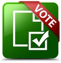 Vote survey icon green square button Royalty Free Stock Photo