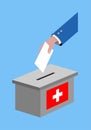 Vote for Switzerland election with voting ballot and Swiss flag