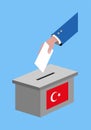 Vote for Turkey election with voting ballot and Turkish flag