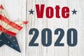 Vote 2020 type message with a retro USA star