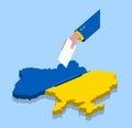 Vote for Ukrainian election over a Ukraine map Royalty Free Stock Photo