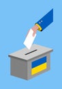 Vote for Ukrainian election with voting box and Ukraine flag Royalty Free Stock Photo