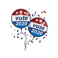 Vote 2020 United States of America Presidential . Red, white, and blue voting design ballon in 2020 with Your Vote Counts text.