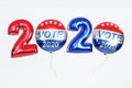 Vote 2020 United States of America Presidential . Red, white, and blue voting design ballon in 2020 with Your Vote Counts text. 3d