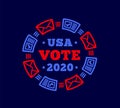 Vote 2020 in the United States. Mail plus regular voting. Vector illustration