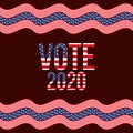 Vote 2020 with usa flag vector design