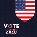 Vote 2020 with usa flag vector design