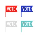 Vote vector sticker flag icon. Government presidential sign symbol