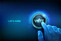 Vote. Voting and election concept on virtual screen. Polling, ballot. Online elections. Electronic voting technology. E-ballot.