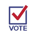 Vote word with checkmark symbols, Check mark icon, Political template elections campaign logo